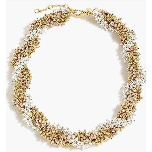 J. Crew Twisty Beaded Mixed Metal Necklace - Picture 1 of 5